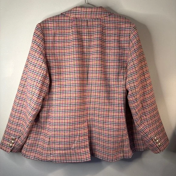 Talbots Pink Plaid Wool Blazer Plus Size 16 Jacket - Picture 4 of 8